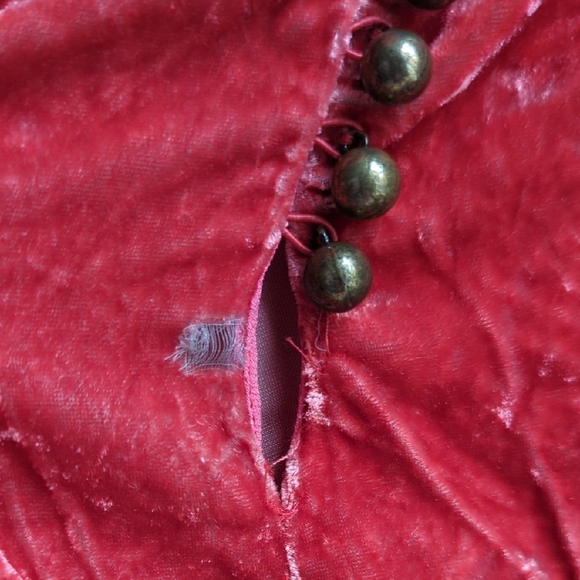 Free People Coral/Pink/Red Crushed Velvet Romper Size 10 - Picture 3 of 16